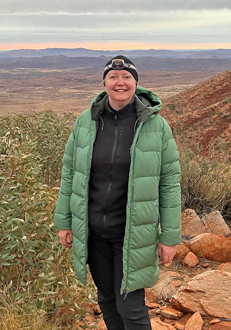 Cheryl Chantry in the bush - experience expect leadership coaching in the Larapinta region